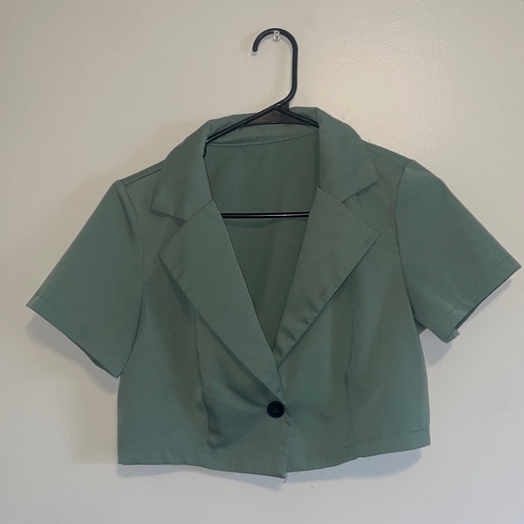 Seafoam Green 2 Piece Short Sleeve Cropped High Rise Jogger Set - Picture 13 of 14